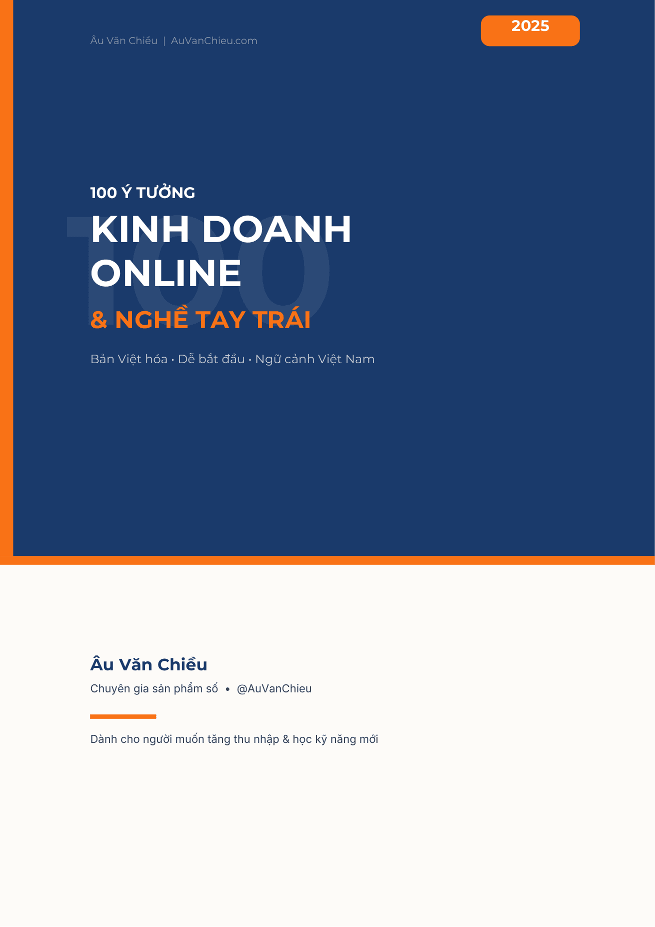 Bìa tài liệu 100 ý tưởng kinh doanh online & nghề tay trái