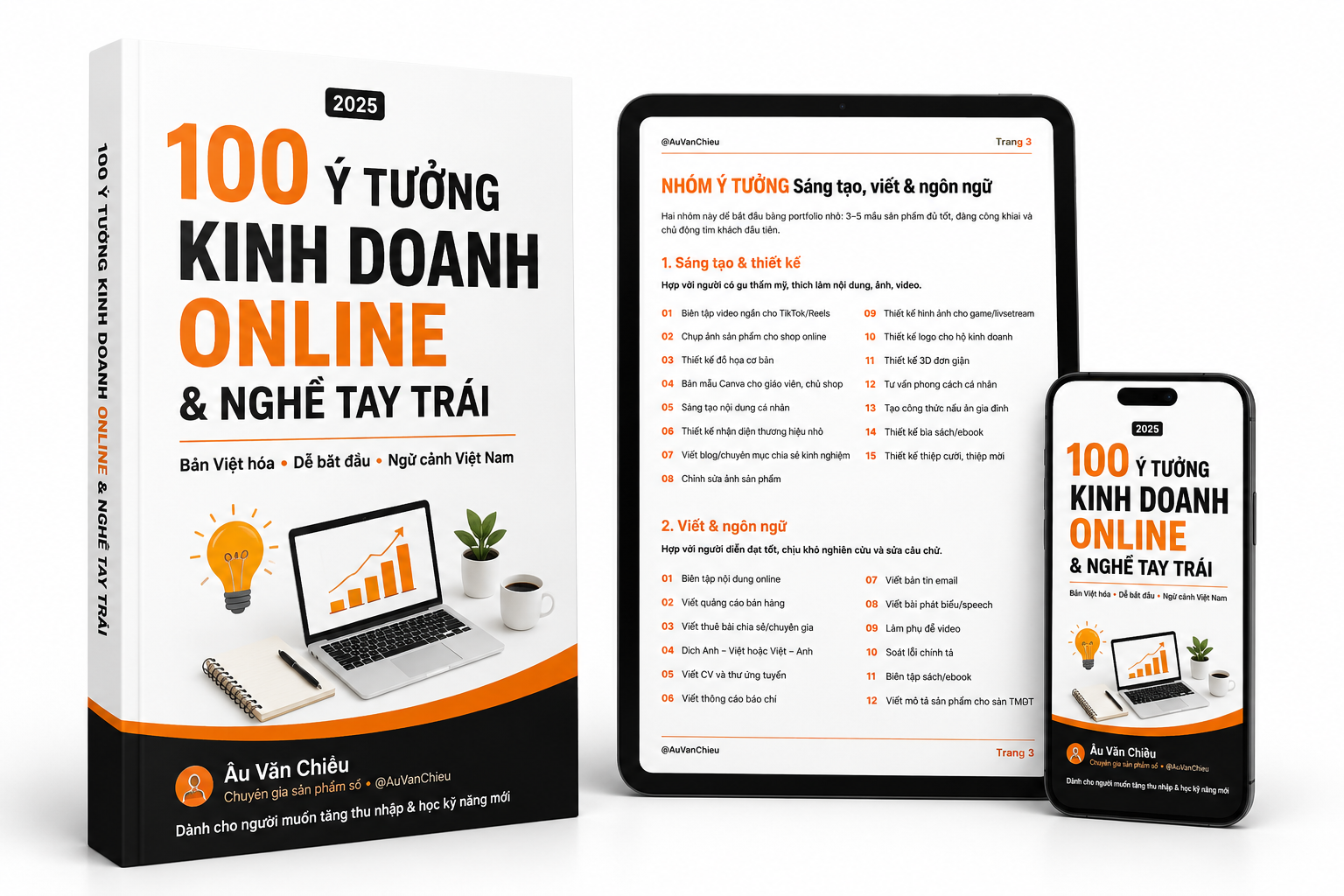 Bìa tài liệu 100 ý tưởng kinh doanh online & nghề tay trái
